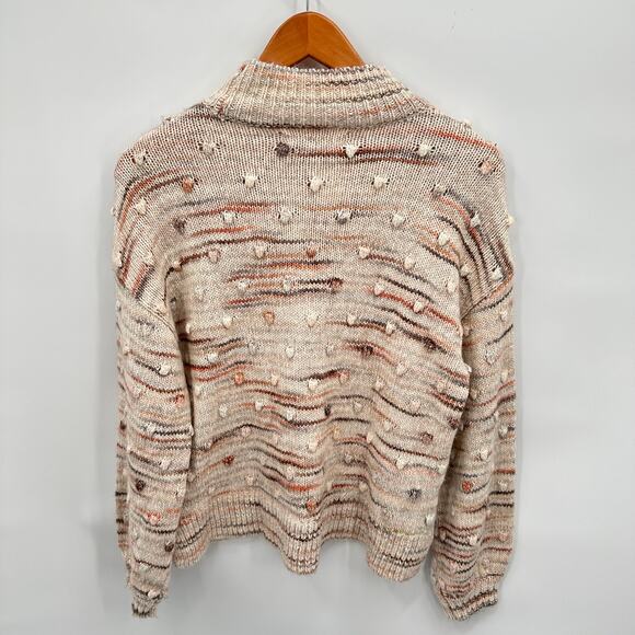 LOFT NWT Mock Neck Bobble Ivory Brown Sweater // S - Picture 9 of 9